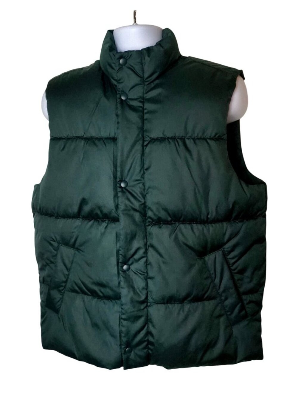 Old Navy Mens M Puffer Vest Gray Snap Closure Outdoor Casual Layer Pockets NEW